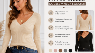 silky soft fitted ribbed double v-neck sweater​
