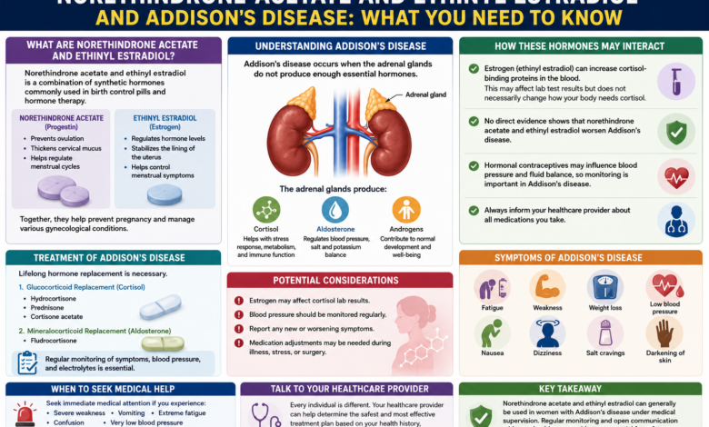 norethindrone acetate and ethinyl estradiol and addison's disease