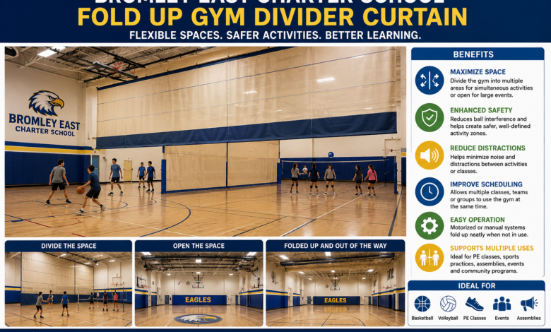 bromley east charter school fold up gym divider curtain
