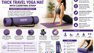 xgear fitness thick travel yoga mat with carrying strap