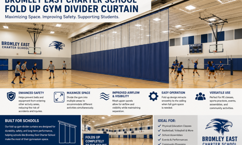 bromley east charter school fold up gym divider curtain